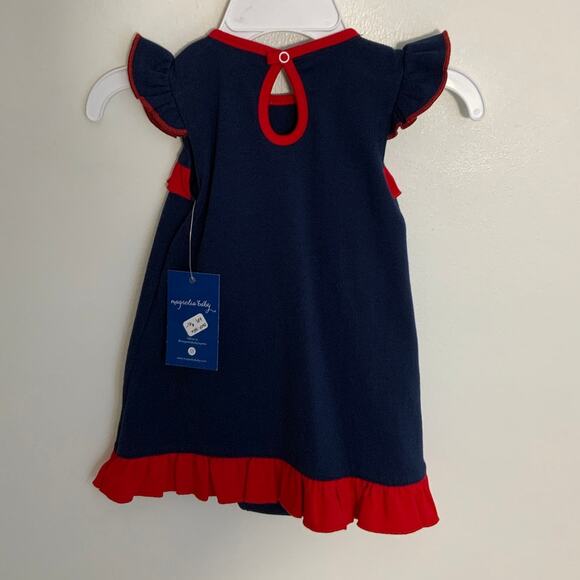 Magnolia Baby Red, White, Blue Cute Flag Flutters Dress 6mo 4th of‎ July - Picture 2 of 3